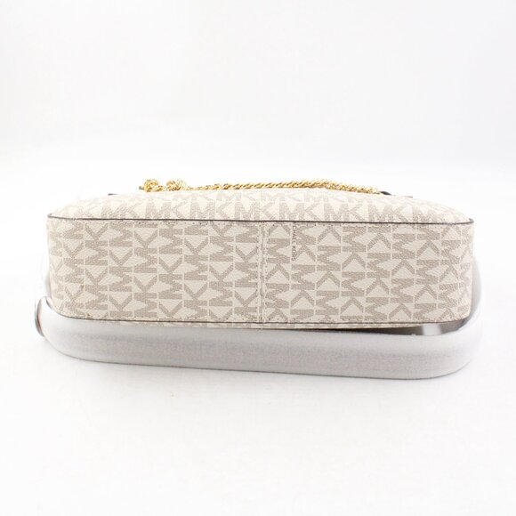 NWT Michael Kors Jet Set Large East West Zip Chain Logo Crossbody Bag in Vanilla - Picture 5 of 10